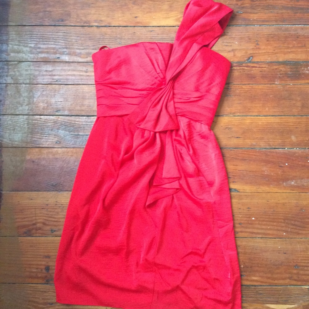 BCBGMaxAzria Red One Shoulder Dress